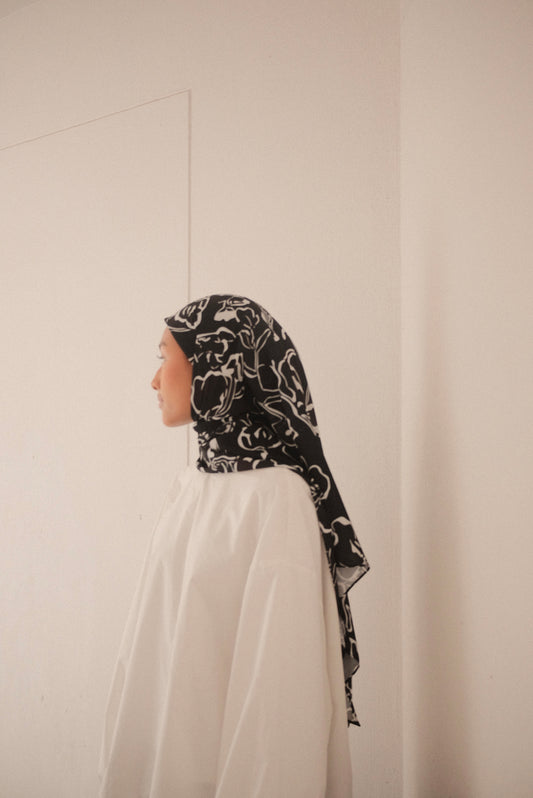 Tri Shawl Rose in Chiffon Silk